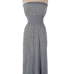 Lark + Grey Smocked Strapless Midi Casual Dress